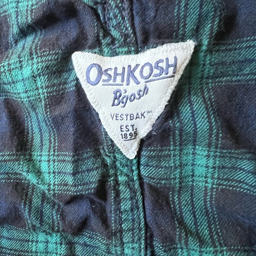 Oshkosh overall dress plaid navy blue and green 4t - Picture 7 of 7
